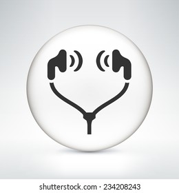 Headphones on White Round Button