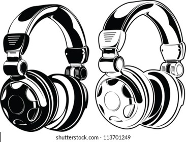 Headphones. One Color Drawings.