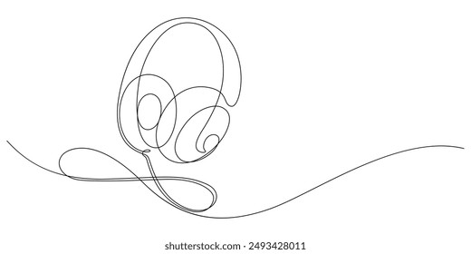 headphones one line drawing continuous infinity shape wire. earphones thin line illustration music entertainment concept