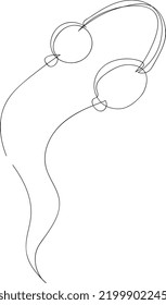 Headphones. One line vector illustration. Minimalism. Music.