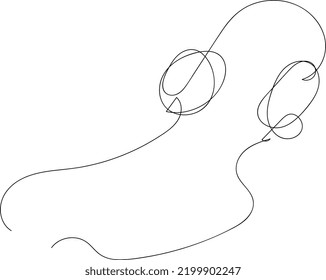 Headphones. One line vector illustration. Minimalism. Music.