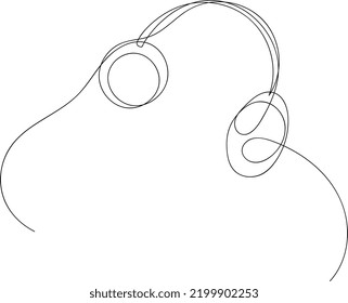 Kopfhörer. Eine Linie, Vektorgrafik. Minimalismus. Musik.