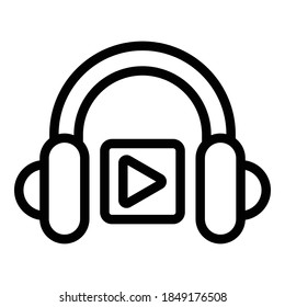 Headphones online icon. Outline headphones online vector icon for web design isolated on white background