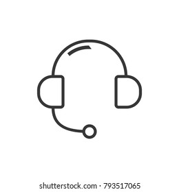Headphones outline icon for online support vector eps10. Headphone sound icon. Call center service sign vector eps10.