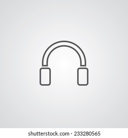 headphones outline thin symbol, dark on white background, logo editable, creative template