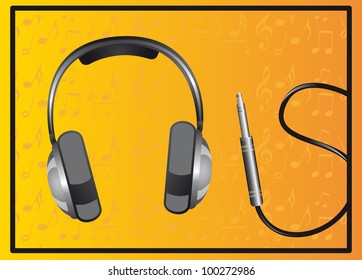 headphones over yellow background. vector illustration