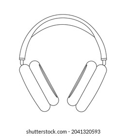 Headphones overhead linear icon on a white background. Thin black line customizable illustration. Vector.