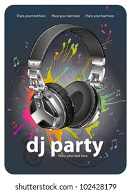 Headphones. Party flyer design