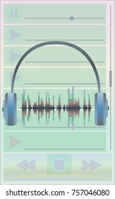 Headphones with a playlist on a background - vector illustration