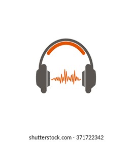 headphones for prints. flat vector illustration