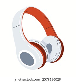 Headphones provide premium sound quality flat color vector object. Headphones with noise-canceling technology illustration on white background