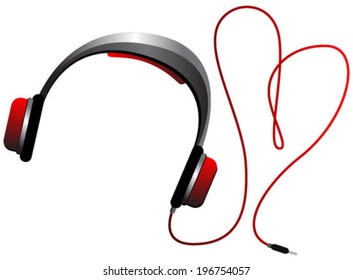 headphones with red cable