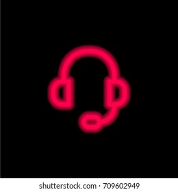 Headphones red glowing neon ui ux icon. Glowing sign logo vector