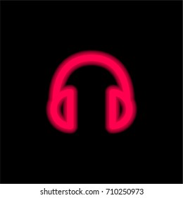 Headphones red glowing neon ui ux icon. Glowing sign logo vector