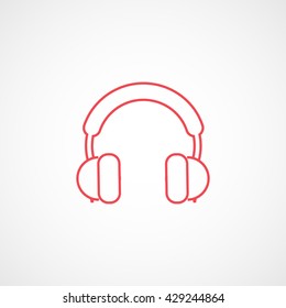 Headphones Red Icon On White Background