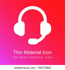 Headphones red and pink gradient material white icon minimal design