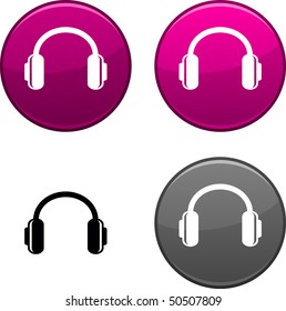 headphones round buttons. Black icon included.