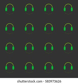 Headphones seamless pattern on a black background