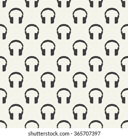 Headphones seamless pattern - simple music background