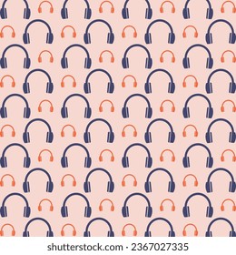 Headphones Seamless Pattern Vector Illustration Background