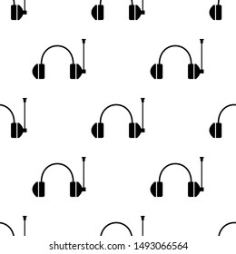 Headphones seamless pattern. White and black background. Abstract geometric shape texture. Design template for wallpaper,wrapping, textile. Vector Illustration
