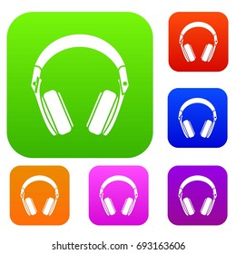 Headphones set icon in different colors isolated vector illustration. Premium collection