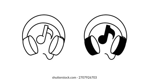 Headphones set icon with white background vector stock illustration