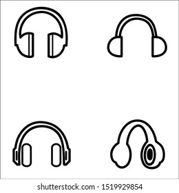 Headphones set icons in flat style on a white background.