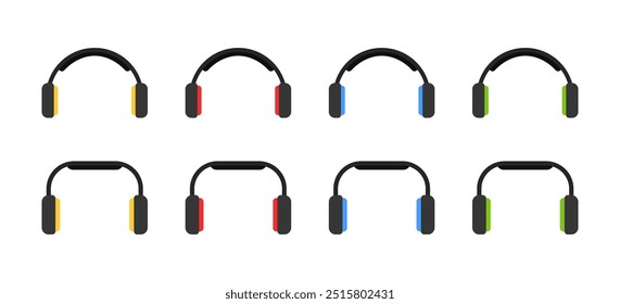 Headphones set icons. Flat style. Vector icons.