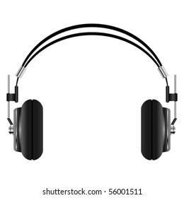 Headphones set isolated over white square background