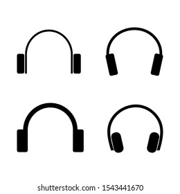 Headphones set. Simple flat style vector icons