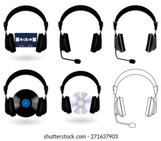 Headphones set. Vector