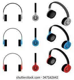 Headphones set. Vector Illustration