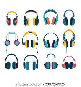 Headphones set vector isolated on white