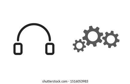 Headphones settings vector icon on background. Web design icon. Headphones icon minimalist design.  