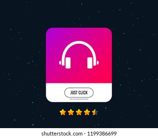 Headphones sign icon. Earphones button. Web or internet icon design. Rating stars. Just click button. Vector