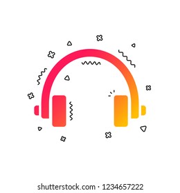 Headphones sign icon. Earphones button. Colorful geometric shapes. Gradient headphones icon design.  Vector