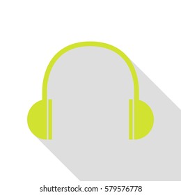 Headphones sign illustration. Pear icon with flat style shadow path.