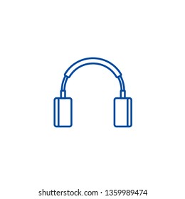 Headphones sign line icon concept. Headphones sign flat  vector symbol, sign, outline illustration.