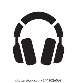 Headphones Silhouette - Iconic Over-the-Ear Audio Accessory on White Background