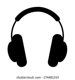Headphones. Silhouette on a white background, illustration.