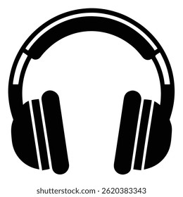 Headphones Silhouette Vector Icon for Music Themes	