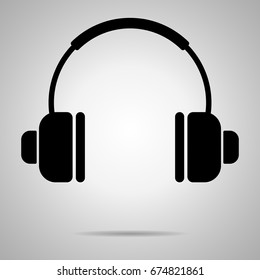 Headphones Silhouette Vector Isolated, Music Listening