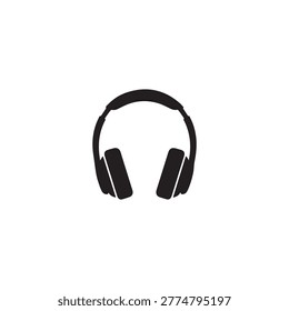 Headphones simple black silhouette vector