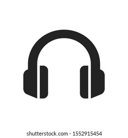 Headphones simple black vector icon. Earphones or headphone glyph symbol.