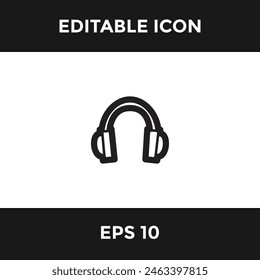 headphones simple editable icon isolate white background