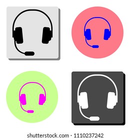 headphones. simple flat vector icon illustration on four different color backgrounds