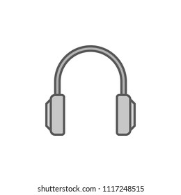 Headphones simple gray icon. Vector headphone concept sign or logo element