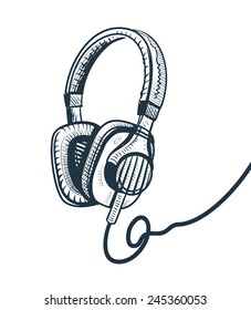 Headphones Sketch Vector Illustration