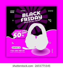 Fones de ouvido Social Media Post design